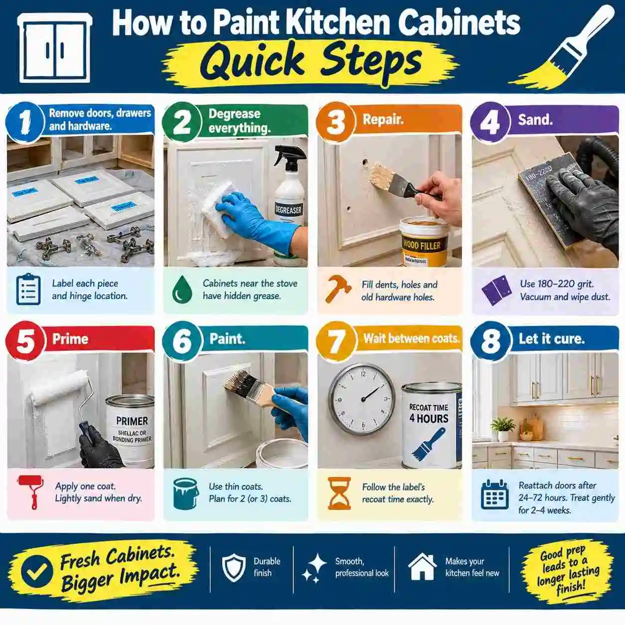 How to paint kitchen cabinets step by step